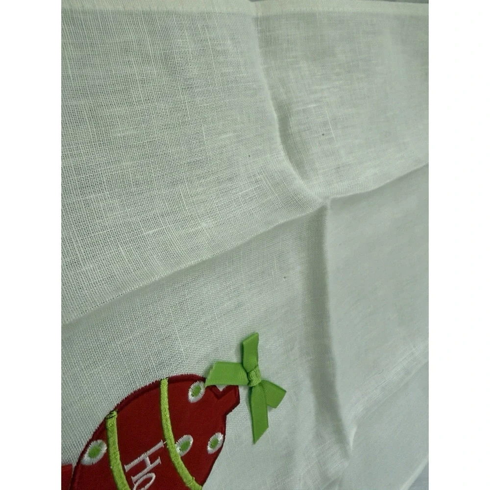 Lot of 6 NEW Christmas Linens Towels Gift Bags Embroidered Trees Poinsetta‎